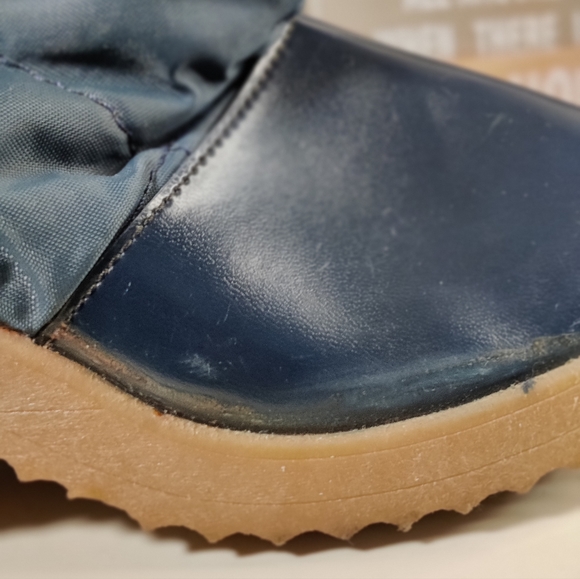 Vintage 1980s USA Sleekers Winter Boot Faux Shearling Lined Slip On 6 Navy - Picture 5 of 9